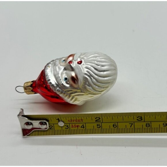 Old World Christmas Glass Blown Santa Head Red Stocking Cap 2" Tall - Picture 5 of 5